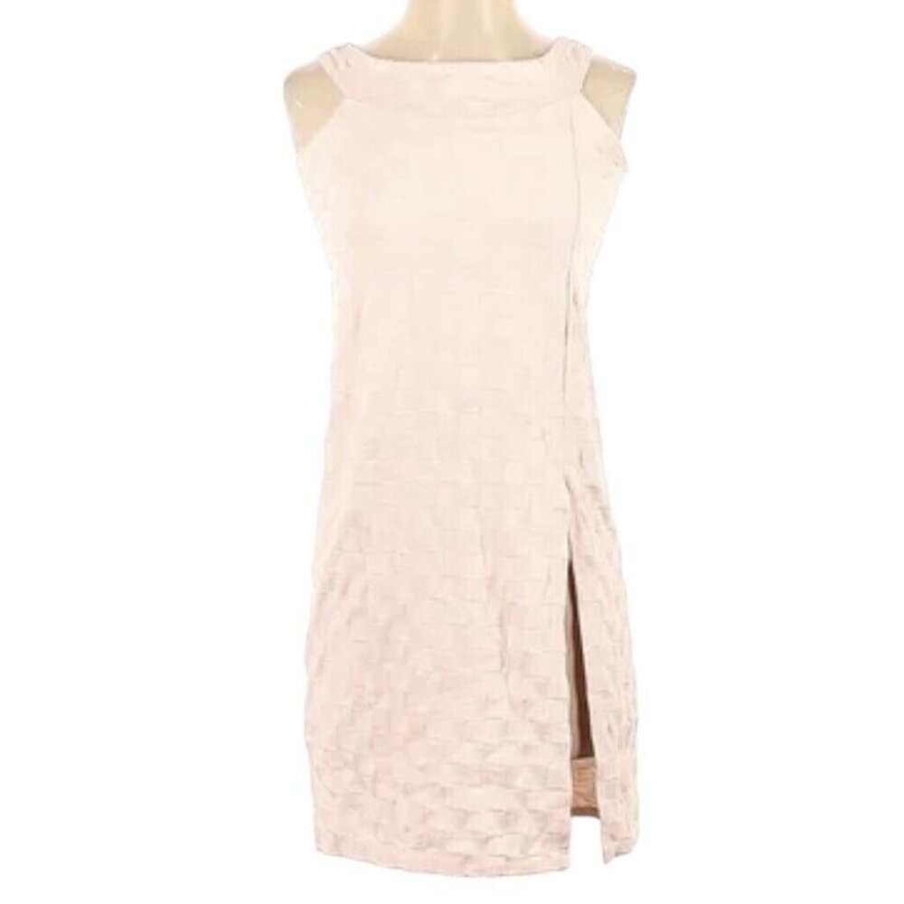 Urban Outfitters Dress Womens Medium Pink Checkered Knit Sleeveless Slit Stretch